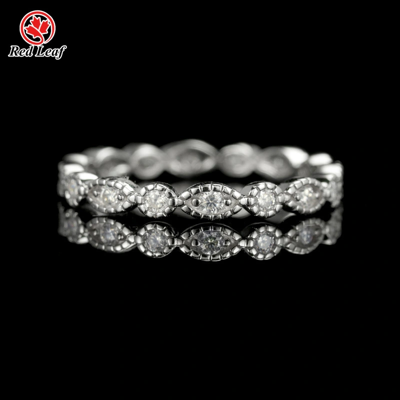 Anillo de boda con moissanita de corte redondo de 1,8 mm en plata 925, oro blanco de 10K, 14K o 18K. Certificado GRA. 1