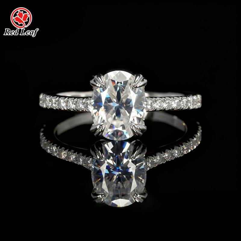 Anillo de compromiso con moissanita de 2,5 quilates, talla ovalada, en plata 925, oro blanco de 10K, 14K o 18K. Certificado GRA - Redleaf 1
