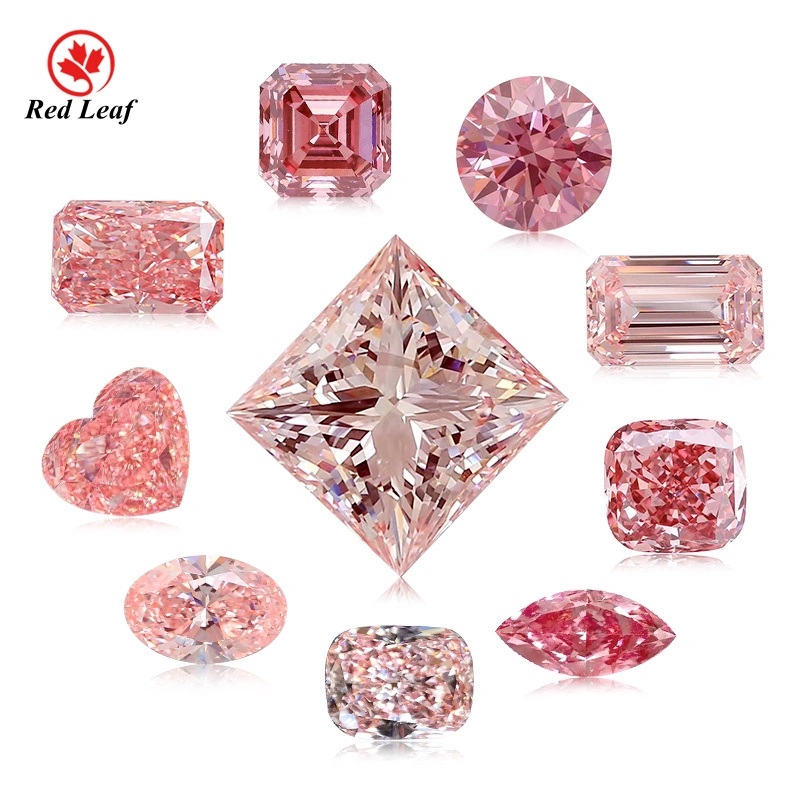 Redleaf Round Cut Fancy Cut Lab Grown Diamond Pink Colors HPHT CVD 1CT 2CT 3CT 4CT 5CT Diamonds IGI Report for Jewelry Making 1