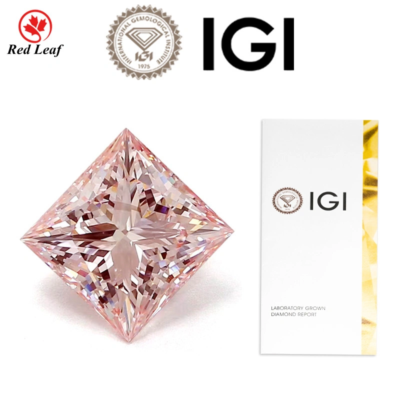 Redleaf Colored Princess Cut Fancy Pink IGI Certificate 1CT VVS2 CVD Lab Grown Diamond Wholesale Lab Diamonds 1