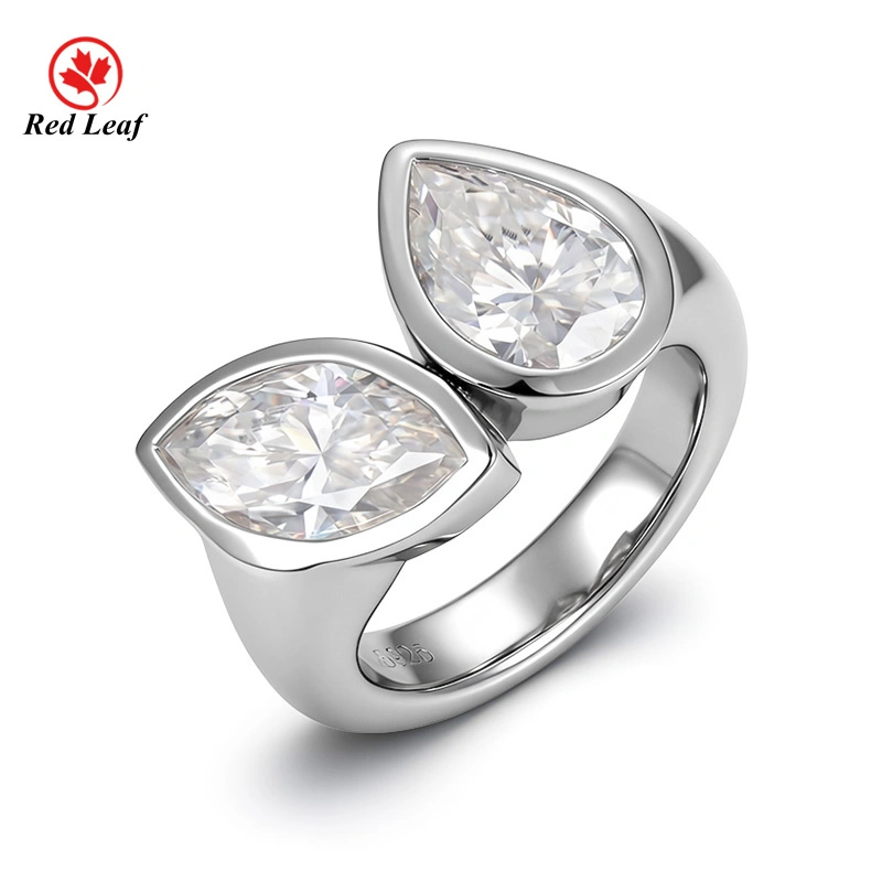 Redleaf 925 Silver Moissanite Diamond Ring Brilliant Shine Pear Cut VS1 D for Women 1
