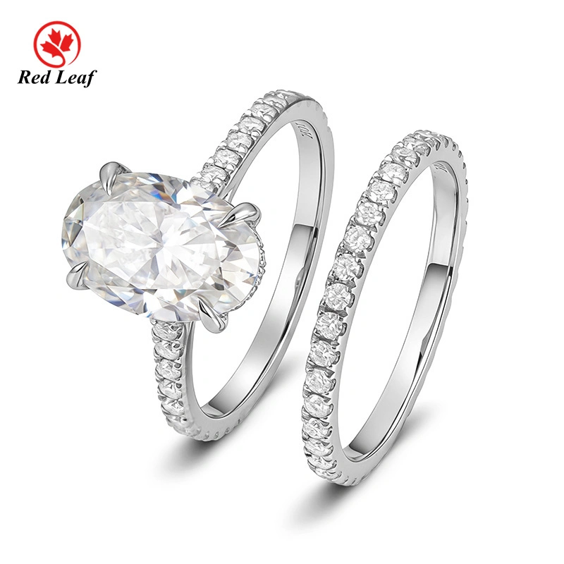 Redleaf 3CT Oval Cut GRA  Certified Moissanite Ring Set Custom 10K/14K/18K Gold D VS1 Diamond Ring Fine Jewelry 1