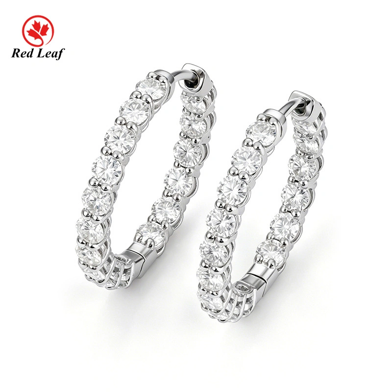 Redleaf Luxury Moissanite Earrings 925 Silver  Round Brilliant Cut for Women 1