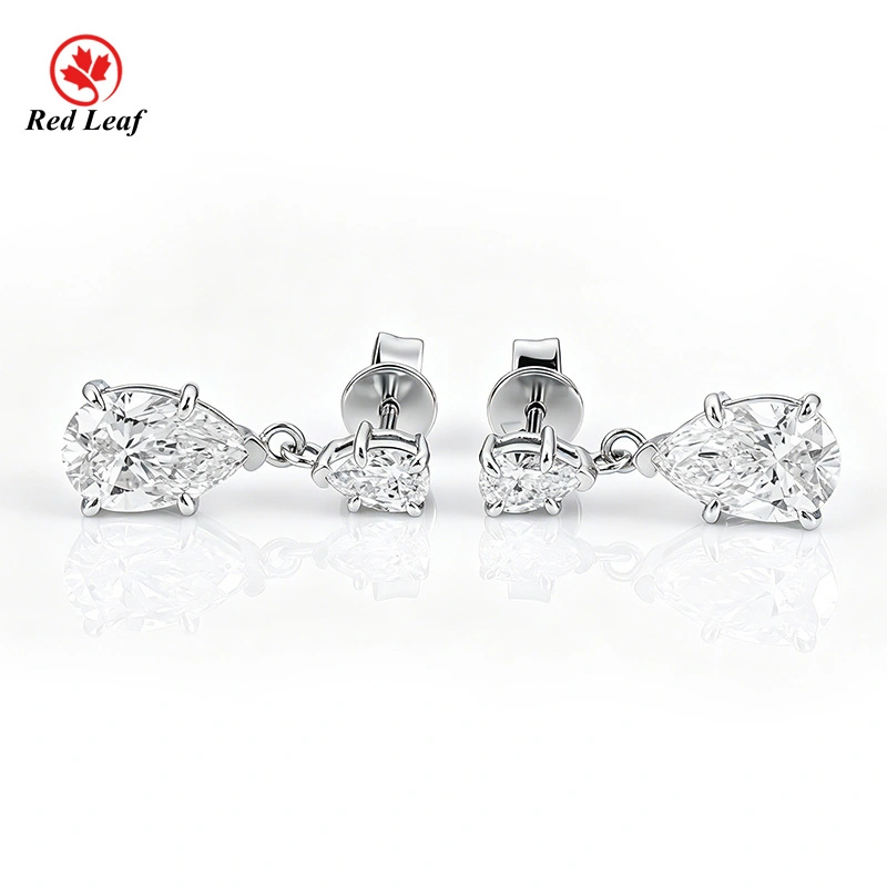 Redleaf Women's Pear Cut 9K 10K 14K 18K Gold CVD Lab Grown Diamond Stud Earrings IGI Report Guangxi Origin 1