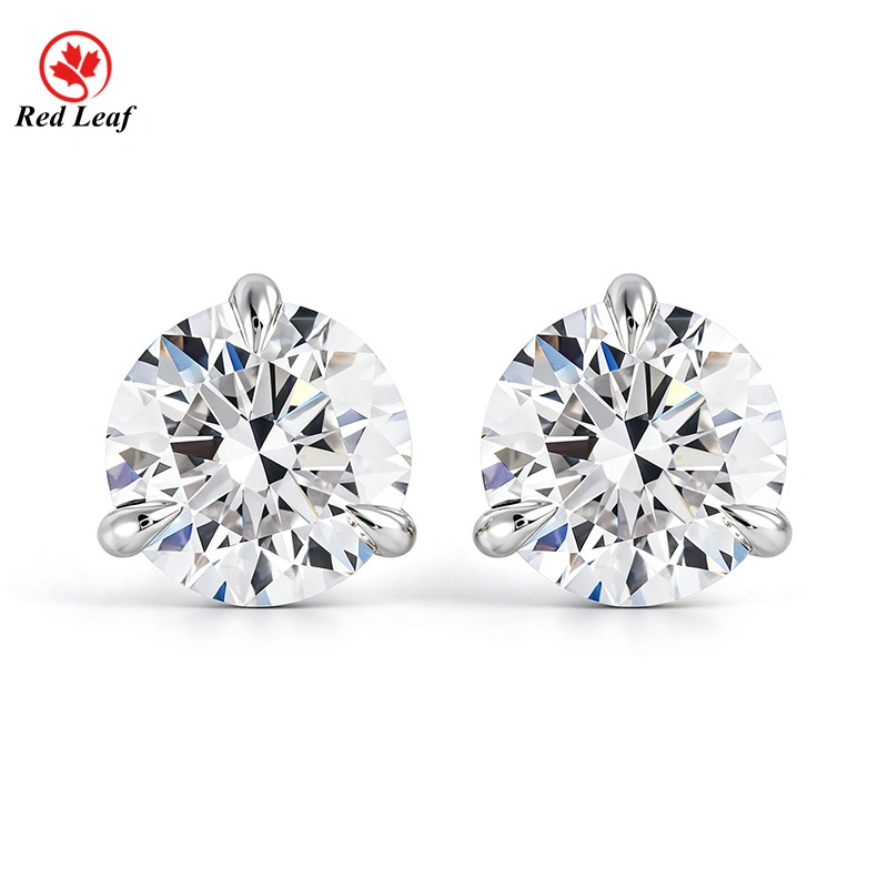 Redleaf IGI Report Round Brilliant Cut 10K 14K 18K Gold Stud Earrings HPHT CVD Lab Grown Diamond Earrings 1