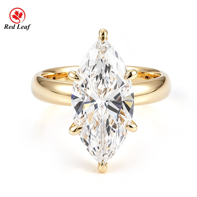 Redleaf Marquise Cut 9K 10K 14K 18K Gold IGI Report CVD HPHT Lab Grown Diamond Engagement Wedding Ring 1