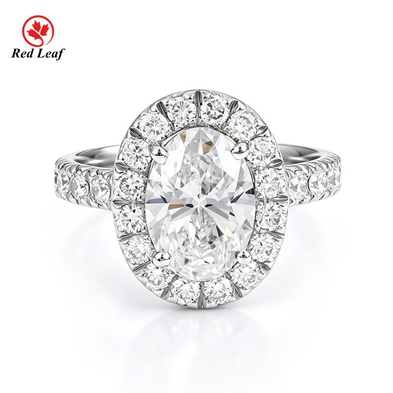 Redleaf Lab grown Diamond Oval Cut 3CT D Color VS1 14K White Gold for Women 1