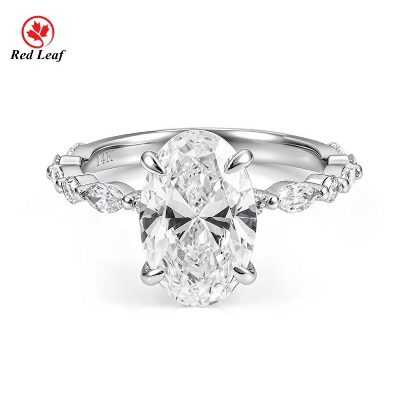 Redleaf Lab Grown Diamond Oval Cut 14K Gold Ring E Color VS2 Clarity for Women 1