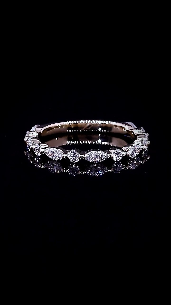 Redleaf Women's Trendy Marquise and Round Brilliant Cut 10K 14K 18K Gold IGI Report CVD HPHT Lab Grown Diamond Engagement Wedding Ring 1