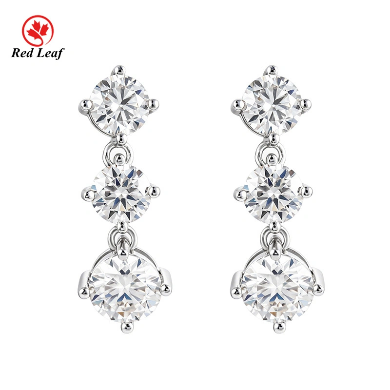 Redleaf Round Brillant Moissanite Earrings Stud 925 Silver Simple Luxury for women 1