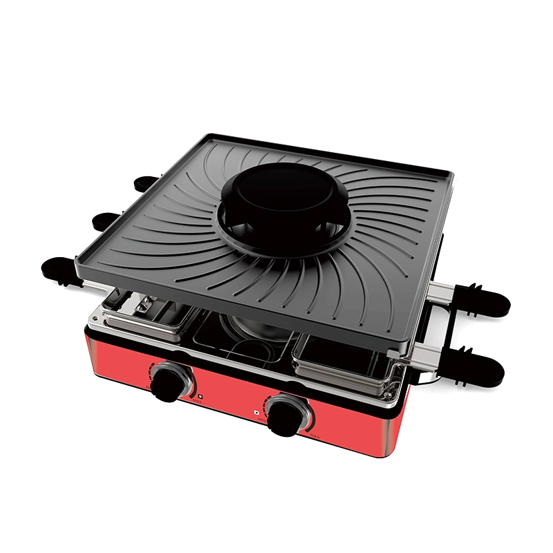 Raclette électrique KINBO KB-8028, gril sans fumée avec deux commandes individuelles, gril d&39;intérieur 1