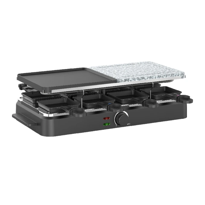 KINBO KB-88Q10 Elektrischer Raclette-Grill, 8 Personen-Grill, mit einstellbarem Thermostat, Kunststoffknopf 1