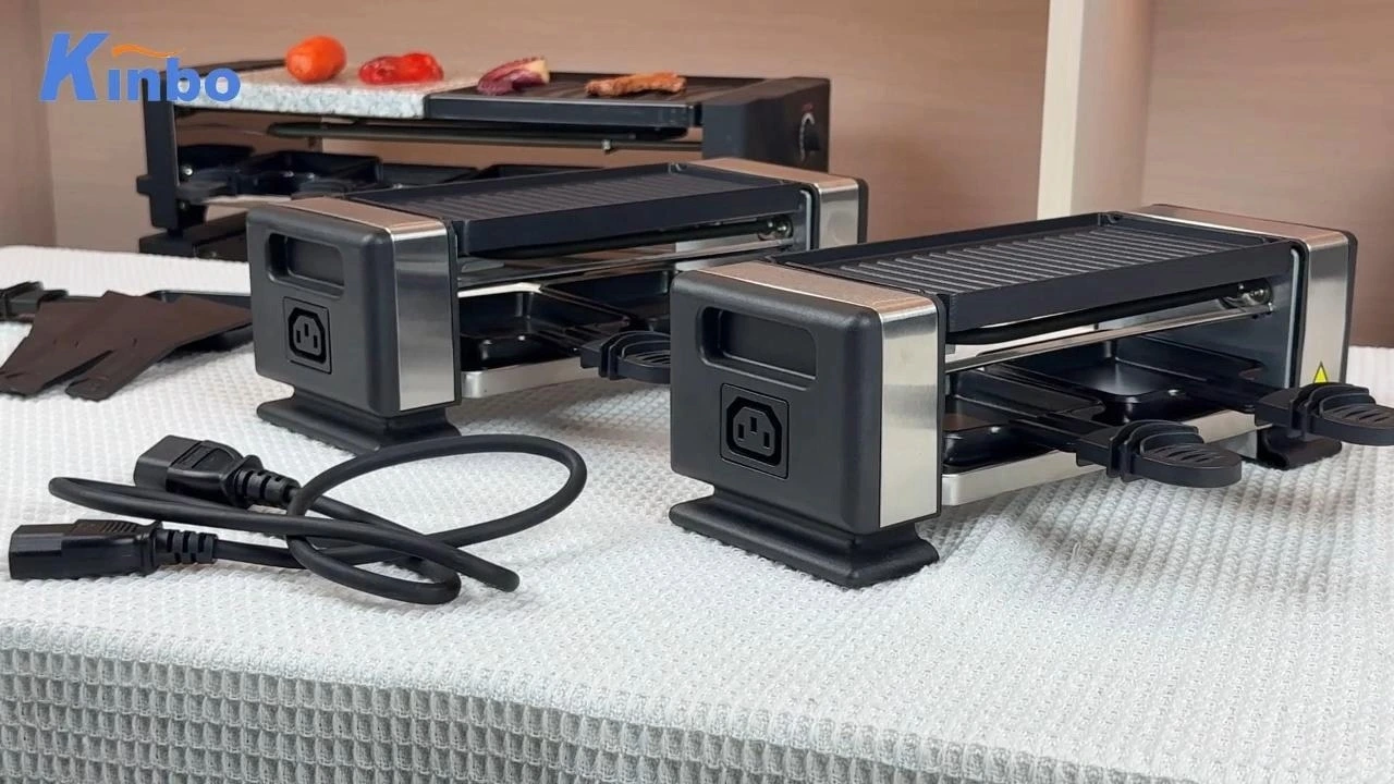 KINBO KB-82G2 Elektrischer Raclette-Grill mit rauchfreiem Grill und antihaftbeschichteter Grillplatte 1