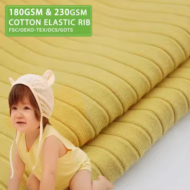 93%cotton 7%spandex Pit Rib Fabric for Undergarment 1