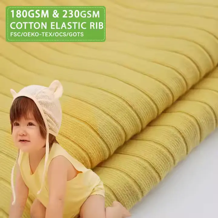 93%cotton 7%spandex Pit Rib Fabric for Undergarment 1