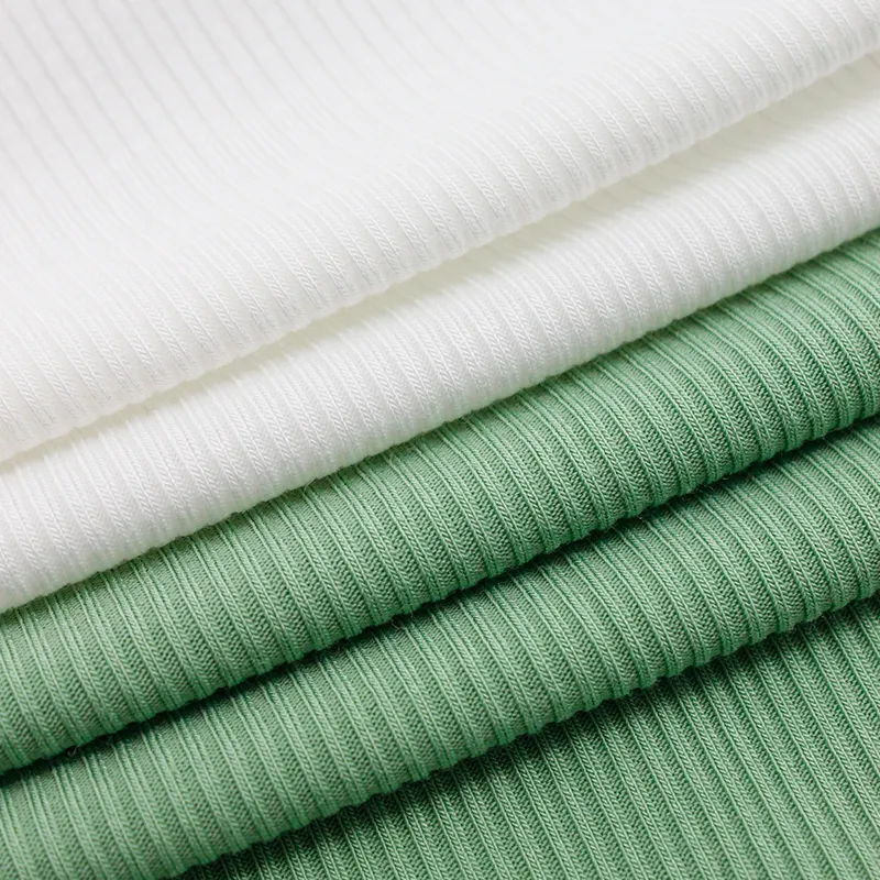 Vải gân 2x2 có thể sử dụng, khổ 145cm | Chất liệu pha trộn giữa tre và lyocell với spandex, co giãn, kháng khuẩn và không nhăn, lý tưởng cho quần áo trẻ em không đường may. 1