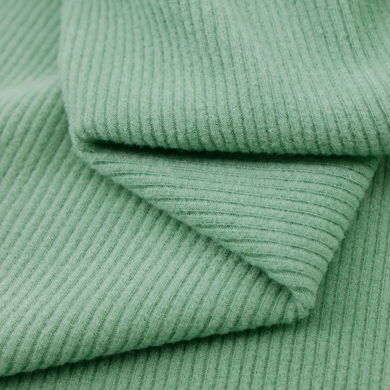 Eco-Friendly Stretchy 2*2 Rib Brushed Bamboo Lyocell Spandex Fabric 260g/㎡ - Warm Breathable for Winter Pajamas & Thick Knit Base Layers 1