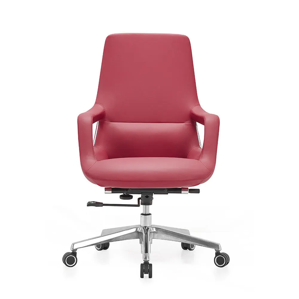 Height Adjustable Rotating Mid Back Swivel Executive Office Chair Leather Material Boss Chair 1