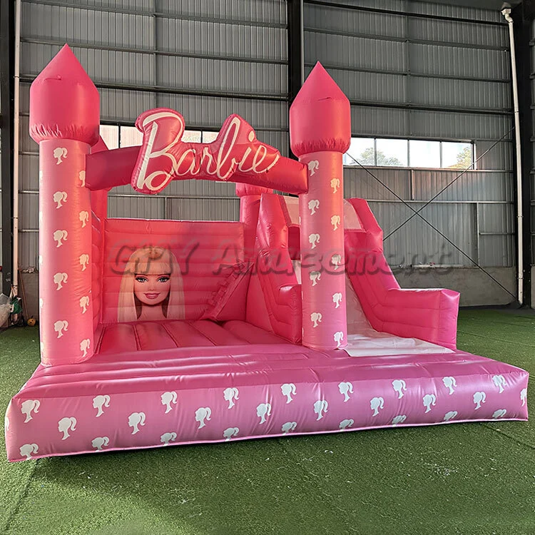 Girl hot pink color princess bounce castle inflatable bouncer with slide GMY Inflatables 1