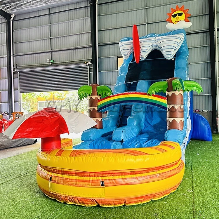 20Ft Commercial Grade Summer Fun Sun Inflatable Slide With Water Splash Pool GMY Inflatables 1