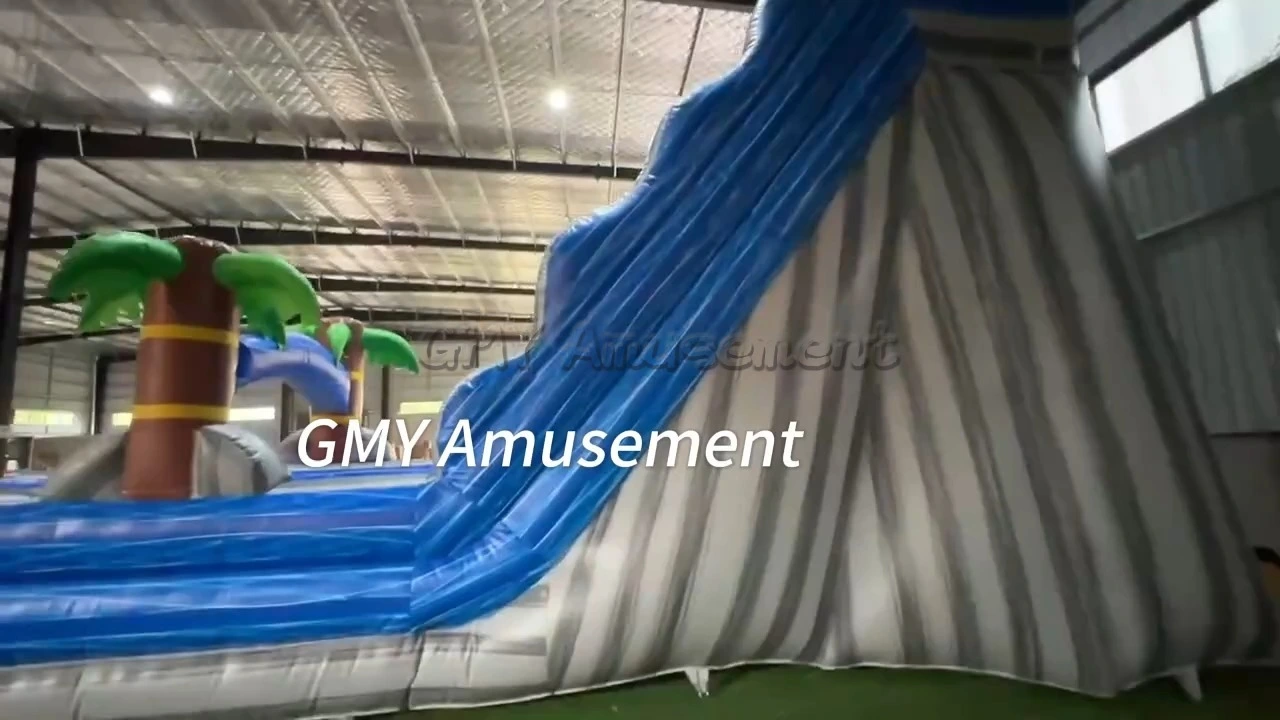Single Lane Grey Tropical Waterslide Palm Tree Water Slide Inflatable GMY Inflatables 1
