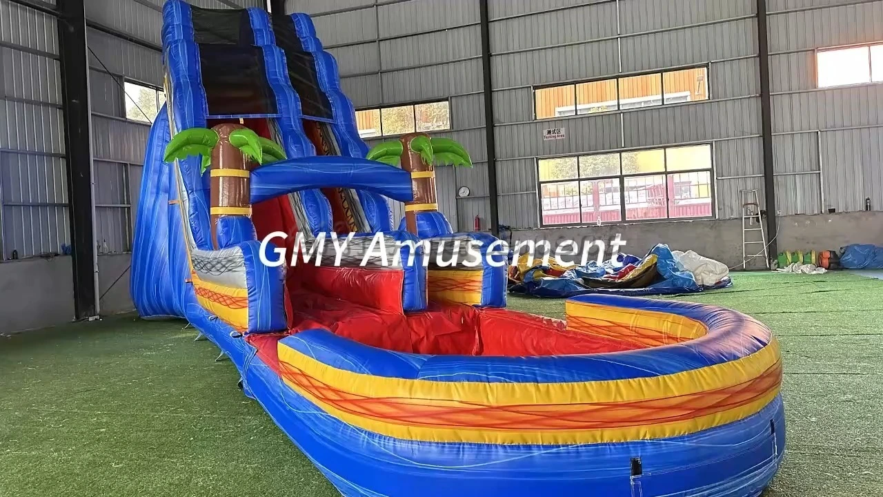Adults Pool Waterslide Toboggan Gonflable Inflatable Tropical Water Slide GMY Inflatables 1