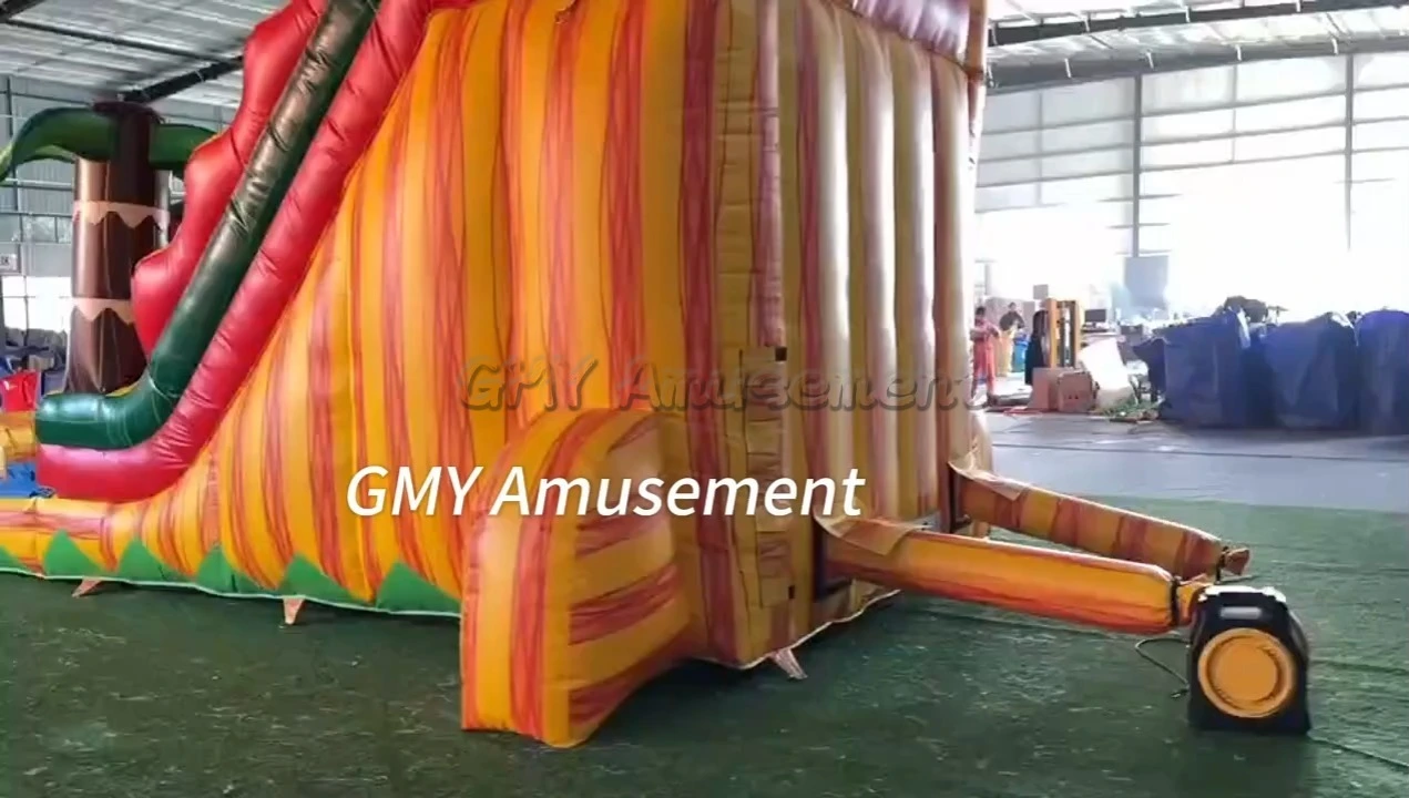 20Ft Yellow Marble Palm Tree Pool Waterslide Tropical Jungle Inflatable Water Slide GMY Inflatables 1