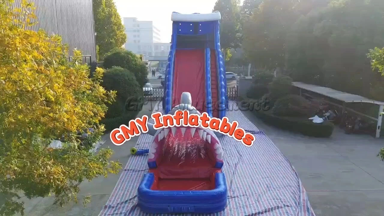 Big Shark Attack Commercial 10 Meter High Pool Water Slide Giant Inflatable Waterslide For Adults GMY Inflatables 1