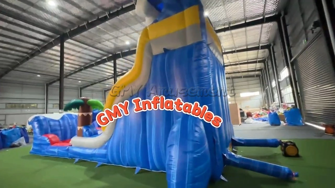 Single Lane Commercial Backyard Ocean Waterslide Inflatable Tropical Water Slide GMY Inflatables 1