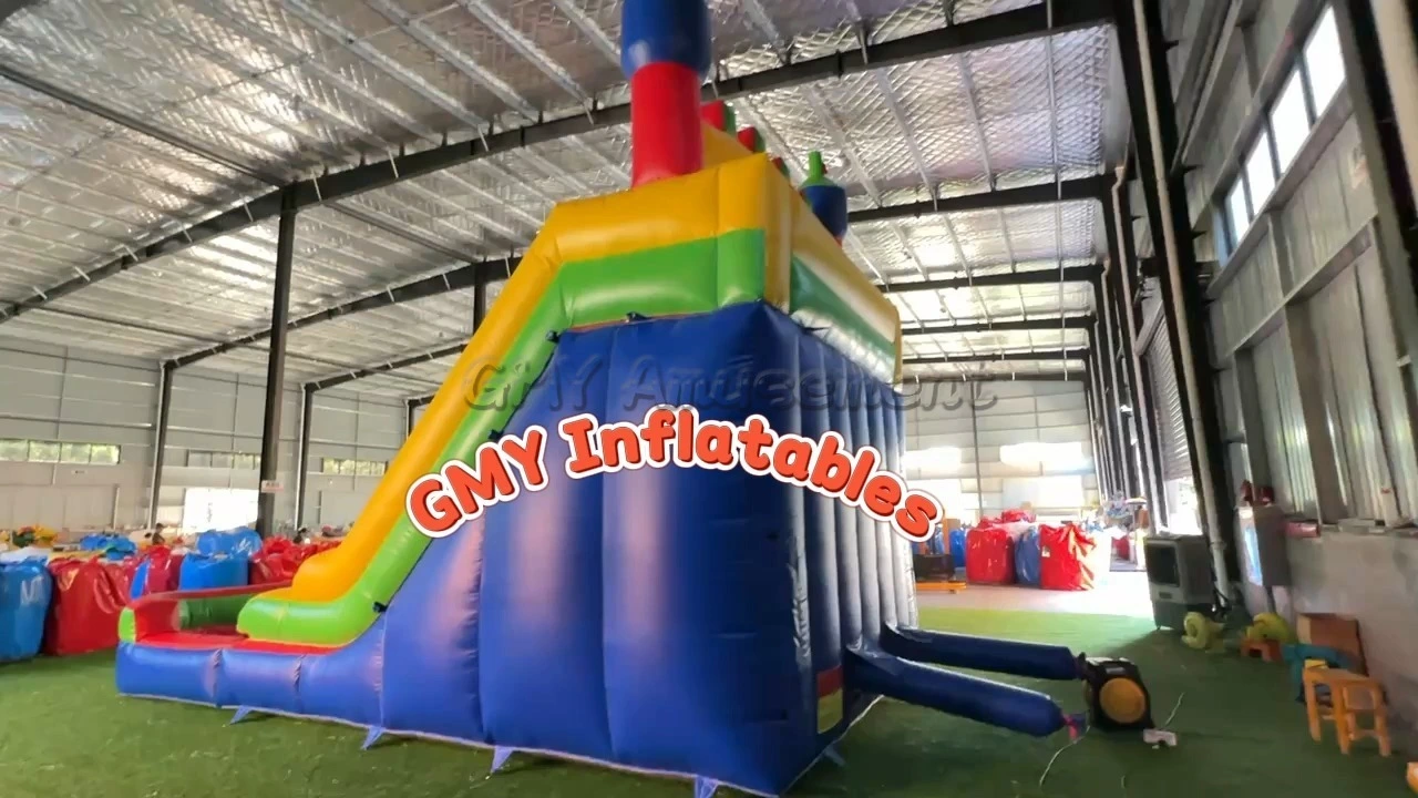 Yellow Double Water Slide Wild Rapids Dual Lane Inflatable Waterslide GMY Inflatables 1