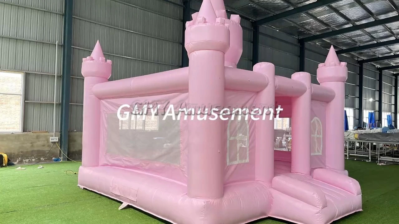 Sale Inflatable Princess Bouncy Castle Jumper Bouncing Moonwalk Pastel Pink Bounce House GMY Inflatables 1