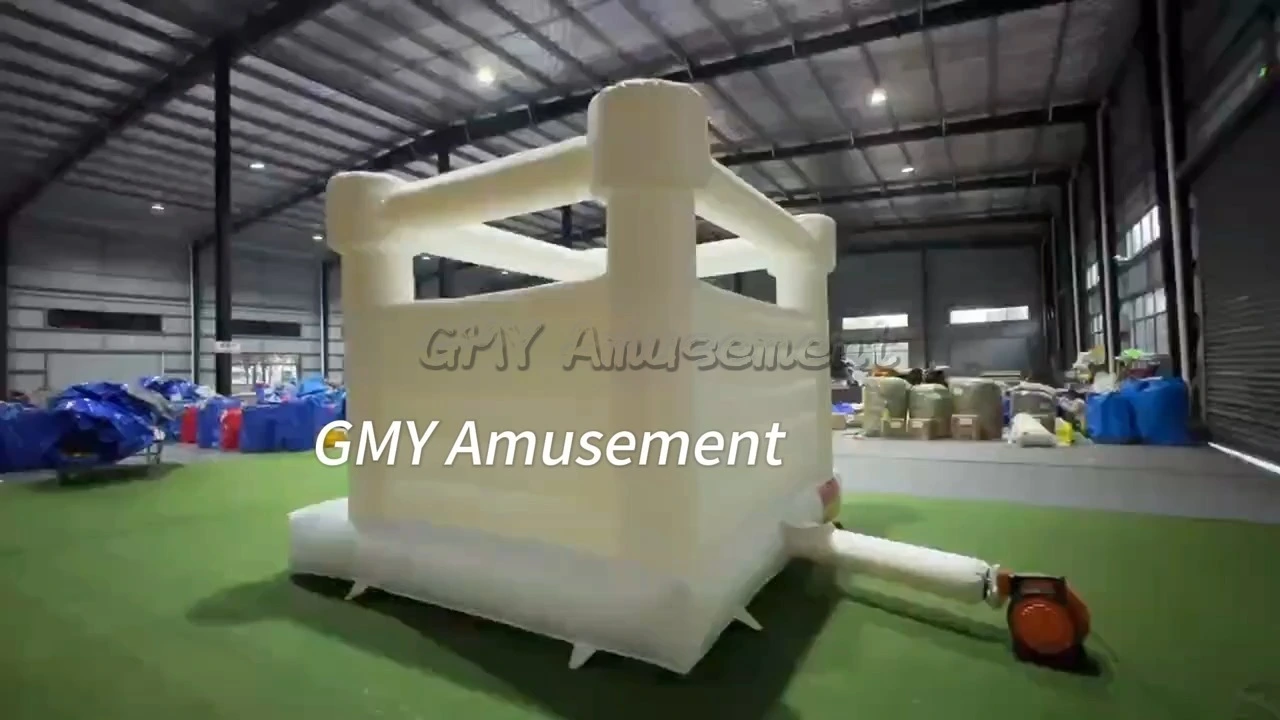 13X13 Flat Top Inflatable Bouncy Castle Moonwalk Jumper Jumping White Bounce House GMY Inflatables 1