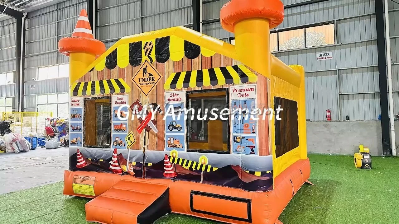 Under Construction Bouncy Castle Moonwalk Blow Up Bounce House Inflatable GMY Inflatables 1