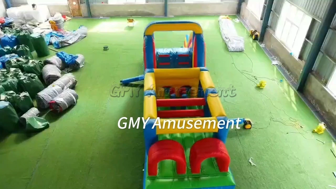 30Ft Kids Game Bounce House Obstacle Course Inflatable With Slide GMY Inflatables 1
