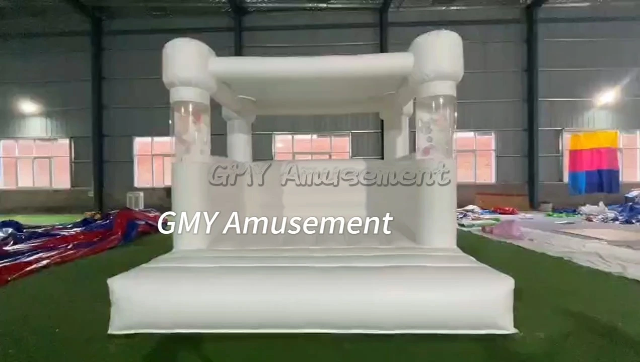 10X10Ft Clear Tube Balloon Fly Bouncy Castle Inflatable White Castle Bounce House GMY Inflatables 1