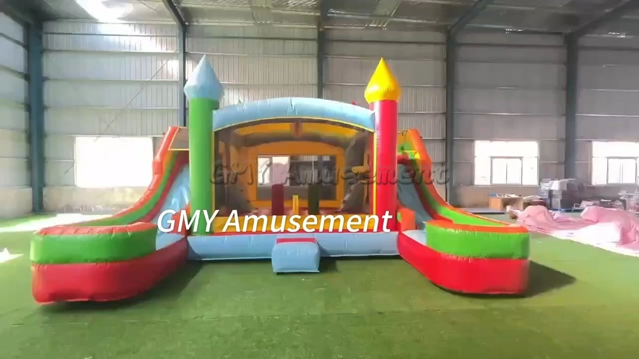 Commercial Pvc Bounce House Water Slide With Double Pool GMY Inflatables 1