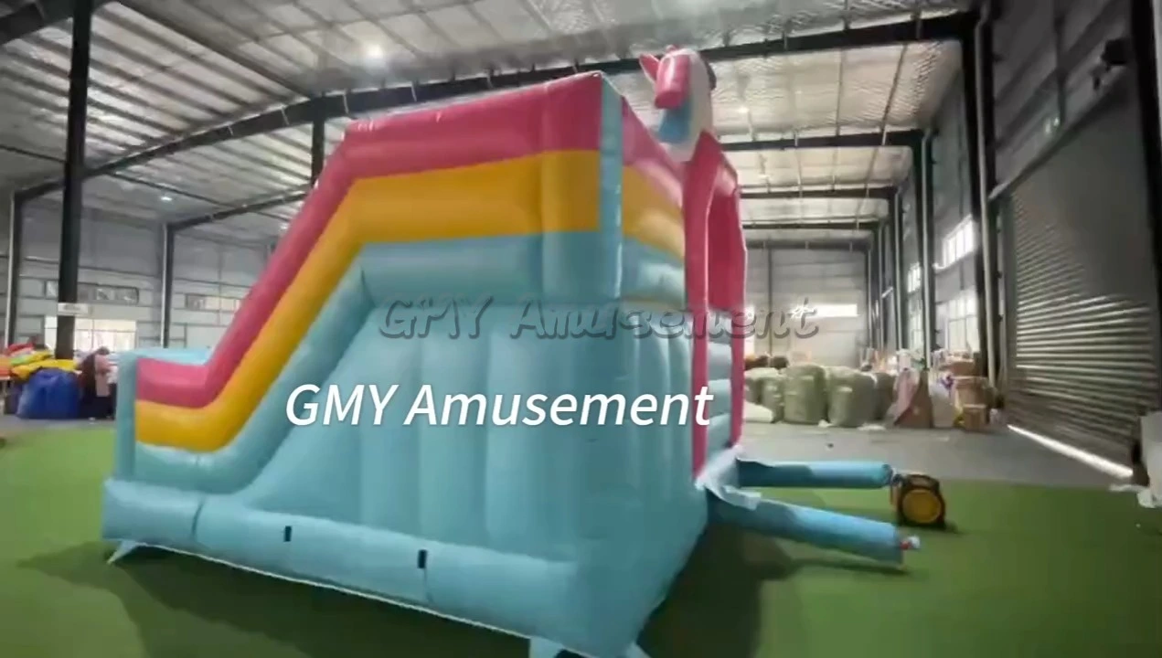 Unicorn Bouncy Castle Hupfburg Bounce House With Slide For Kids GMY Inflatables 1