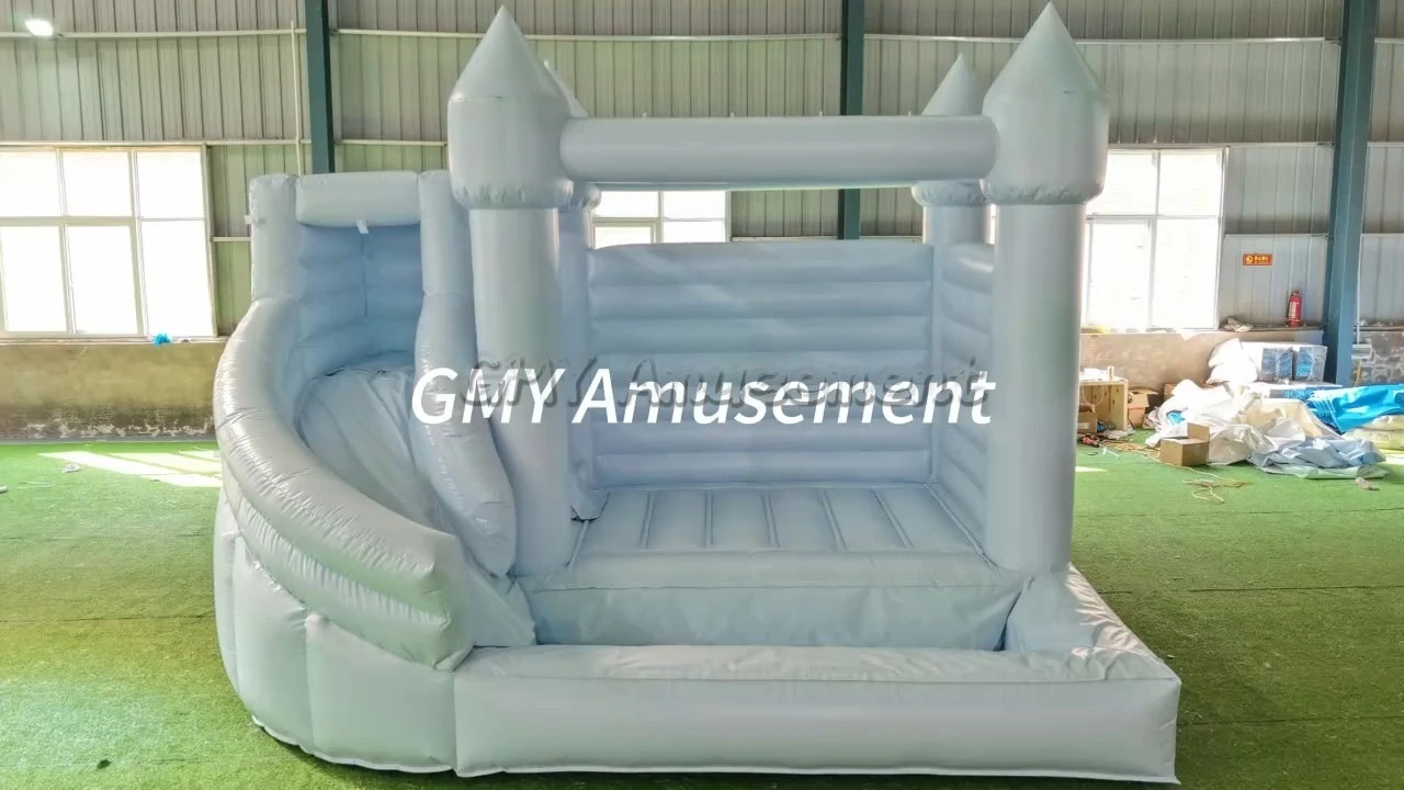 Paste Blue White Combo Bounce House And Wet Dry Slide GMY Inflatables 1