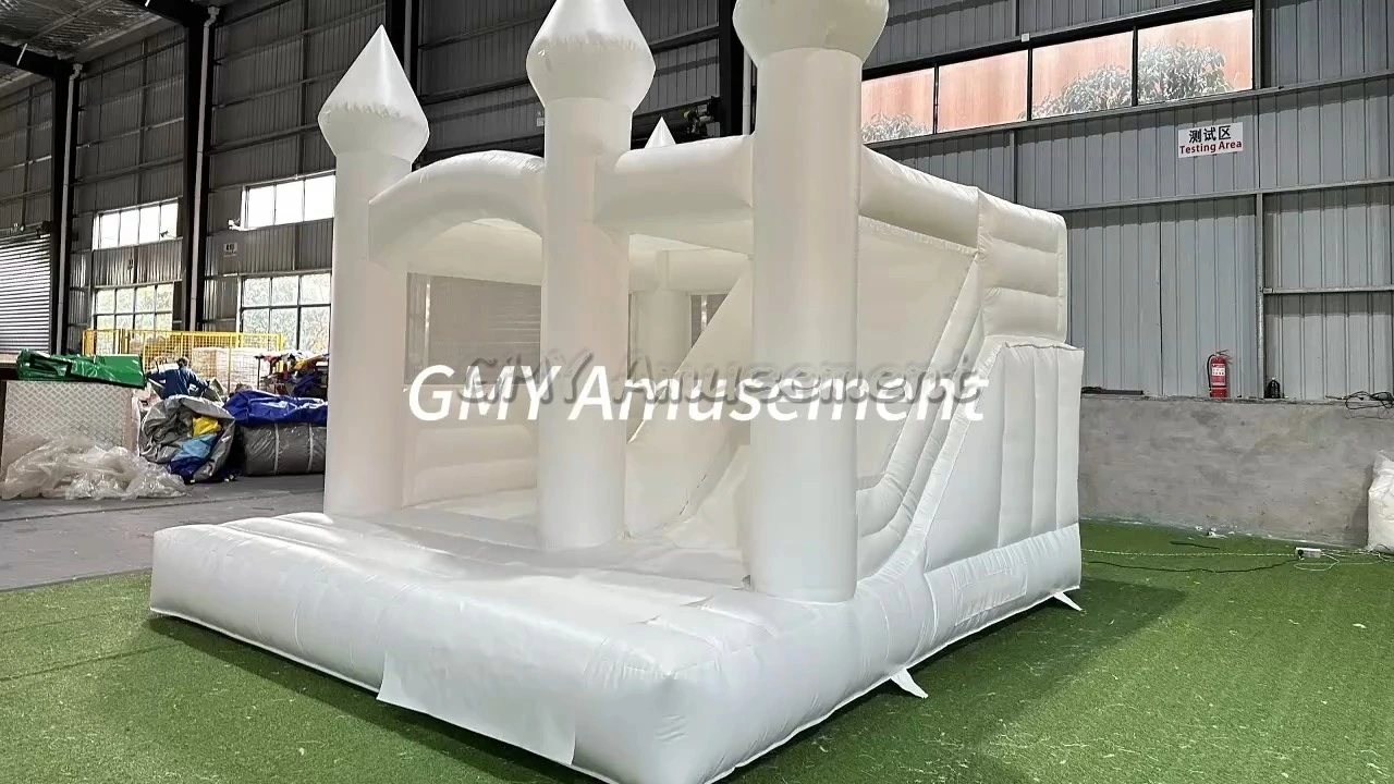 15X15 Kids Party Events White Bounce House Slide GMY Inflatables 1