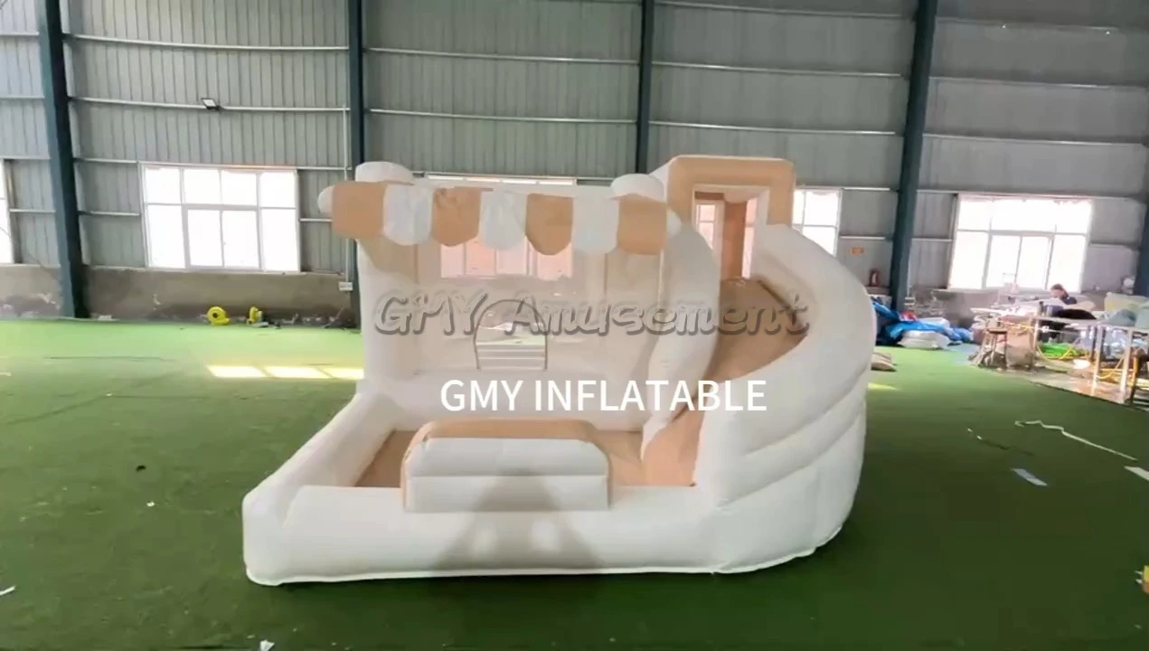 13X13 White Bounce House With Slide And Ball Pit For Kids Toddler GMY Inflatables 1