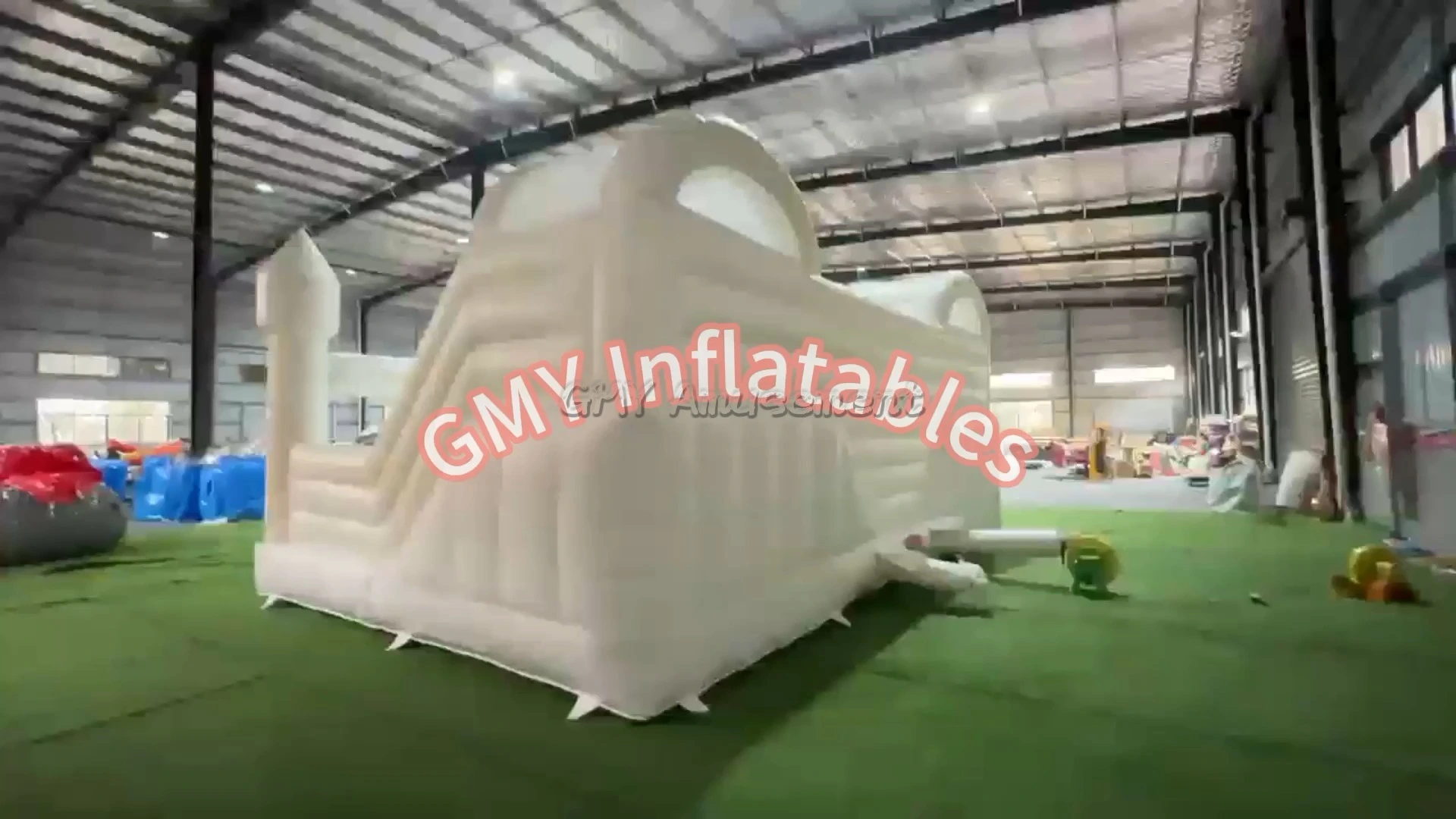 Double Jumping Castle Pvc White Bounce House With Slide For Adults GMY Inflatables 1