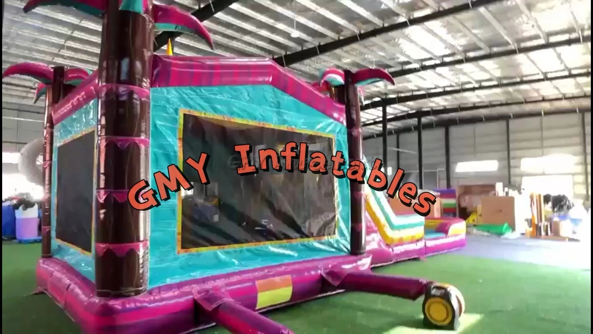 Sun Tropical Bounce House Adult Double Water Slide With Pool GMY Inflatables 1