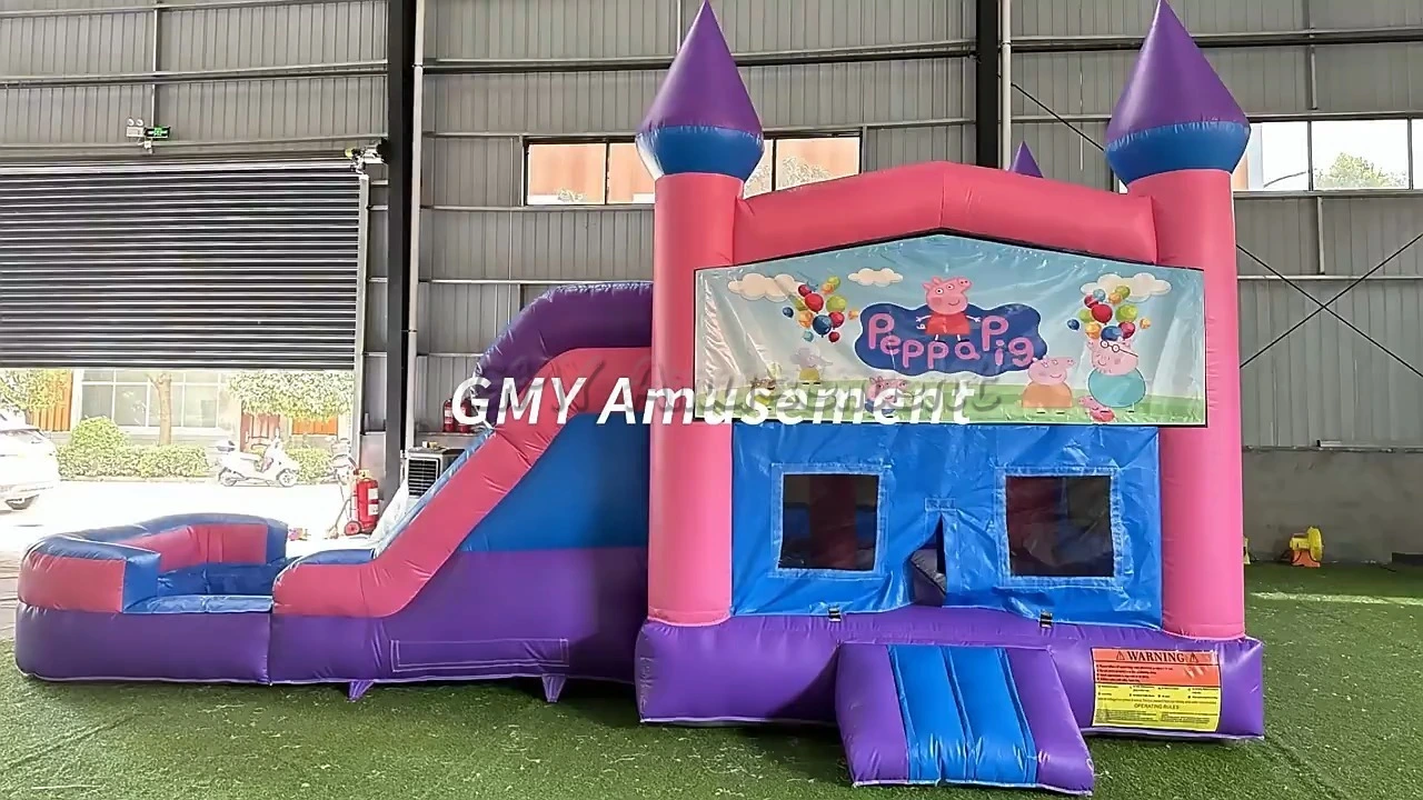 Peppa Pig Banner Art Panel Bounce House With Water Slide GMY Inflatables 1