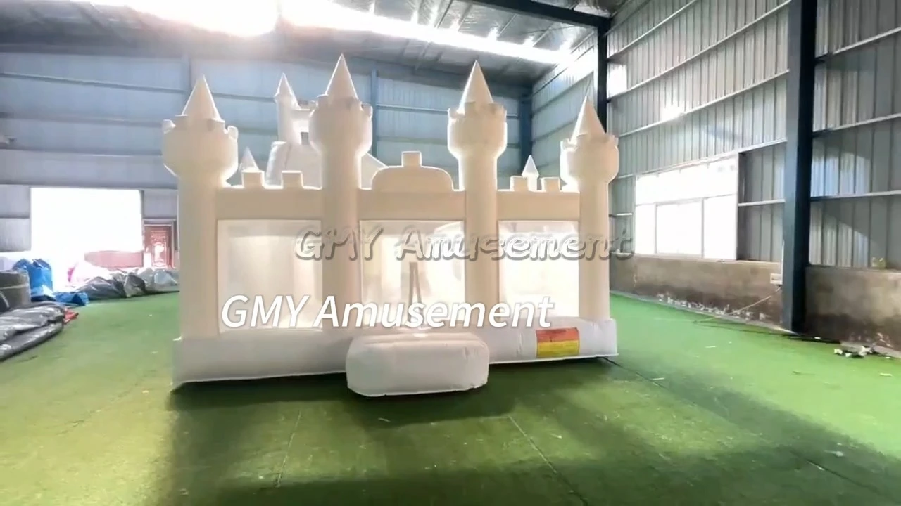 Large Playground New White Bounce House With Slide GMY Inflatables 1