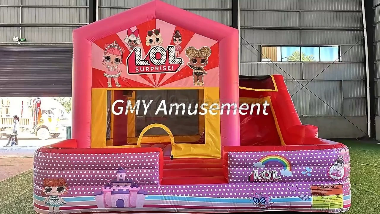 Lol Girl Pink Bouncy Castle Combo Pvc Bounce House With Slide GMY Inflatables 1