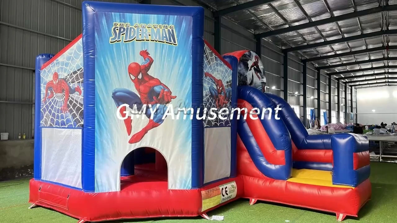 Hupfburg Bouncy Castle Spiderman Bounce House With Slide GMY Inflatables 1