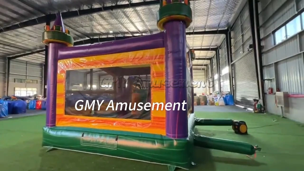 Purple Green Marble Bouncy Castle Slide Combo Bounce House Inflatable With Air Blower GMY Inflatables 1