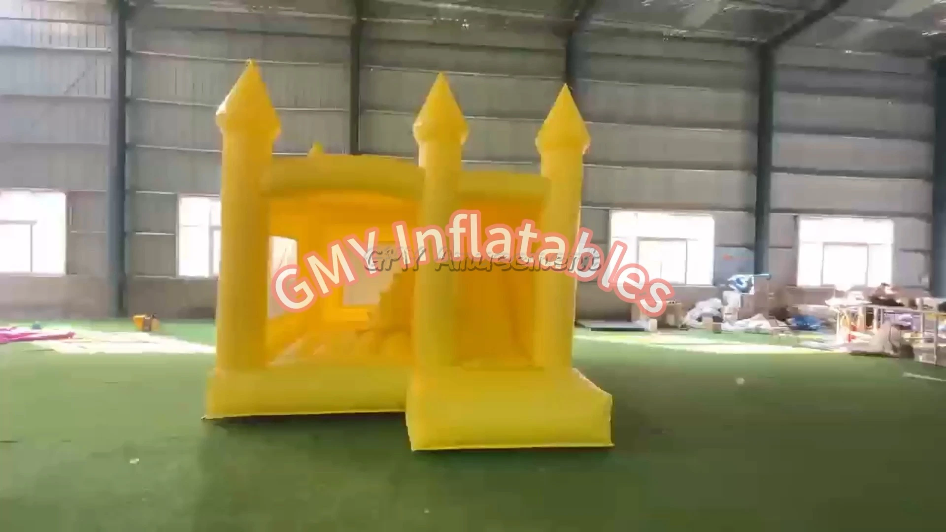 4X4 Pastel Yellow Bounce House Slide Combo White Bouncy Castle GMY Inflatables 1