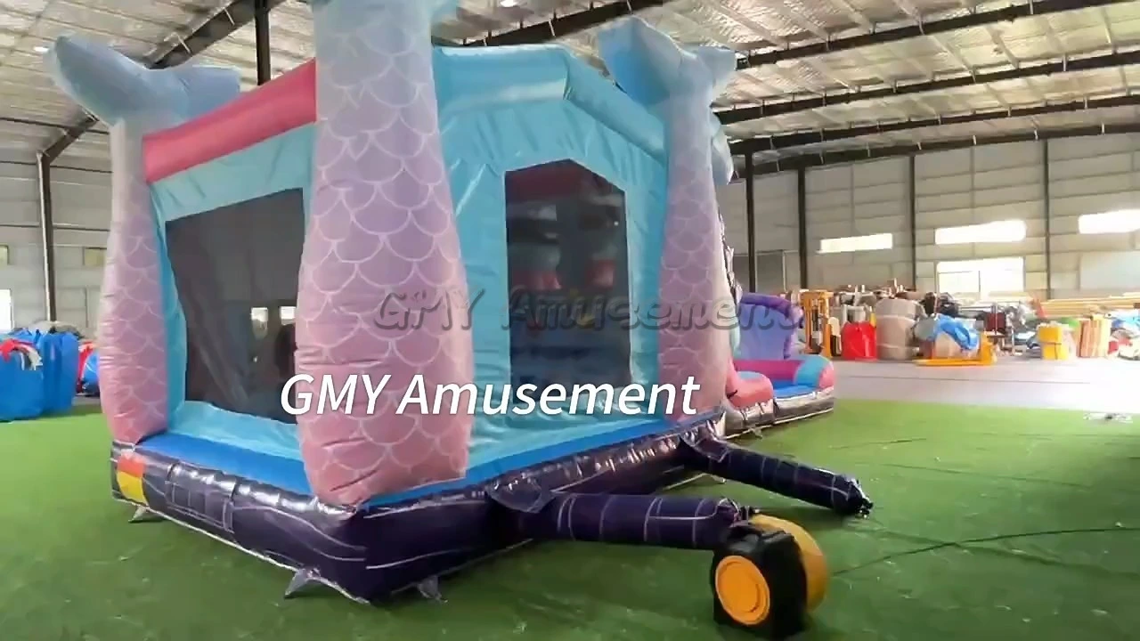 Bounce House Combo Castillos Inflables Mermaid Bouncy Castle With Water Slide Pool GMY Inflatables 1