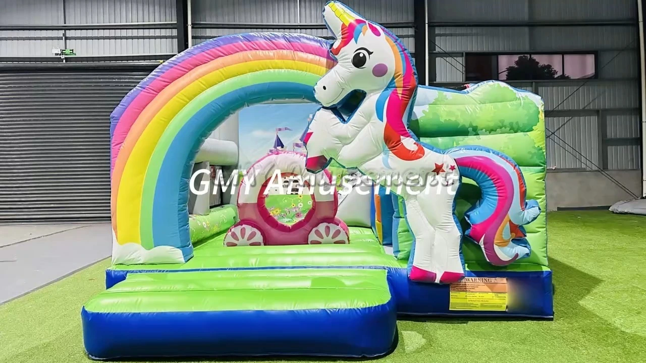 New Design Bounce House Combo Unicorn Bouncy Castle With Slide GMY Inflatables 1
